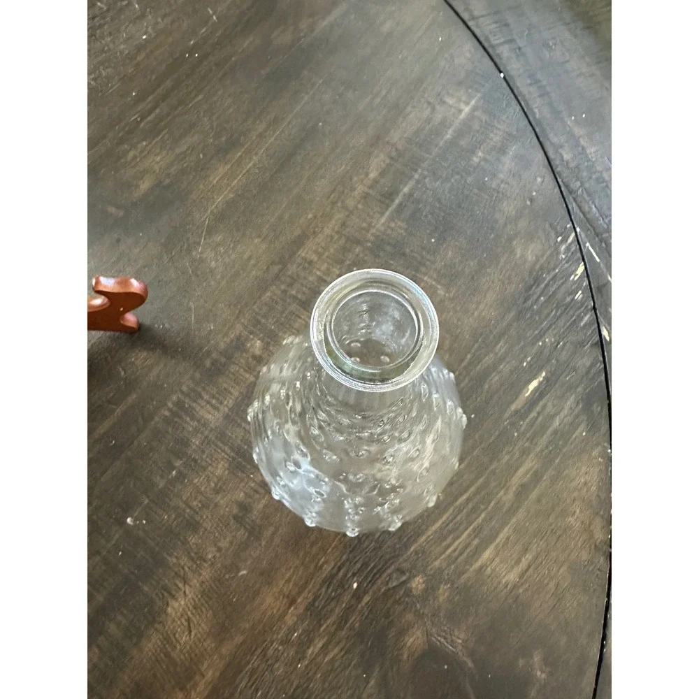 Vintage Clear Glass Hobnail Bubble Bud Vase Teardrop Shape 8.5 Inch EUC